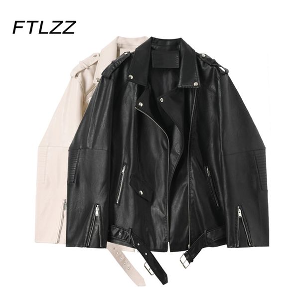 spring autumn biker moto black leather jacket for women loose oversize bf coat fashoin woman streetwear soft pu outwear 210525
spring autumn biker moto black leather jacket for women loose oversize bf coat fashoin woman streetwear soft pu outwear 210525