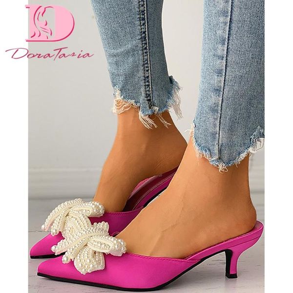 doratasia brand female outdoor summer slippers fashion pointed toe pearl spike med heels women party shoes woman, Black
doratasia brand female outdoor summer slippers fashion pointed toe pearl spike med heels women party shoes woman, Black