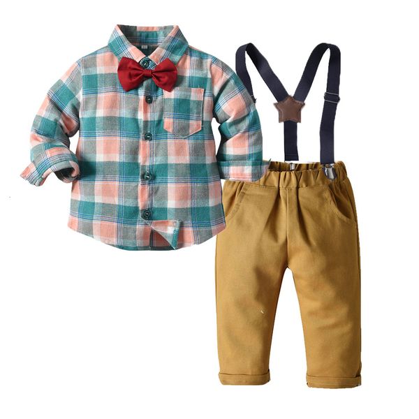 boys' autumn edition gentleman's bow tie plaid long sleeve shirt, suspender, children's pants suit, children's clothing, Blue
boys' autumn edition gentleman's bow tie plaid long sleeve shirt, suspender, children's pants suit, children's clothing, Blue