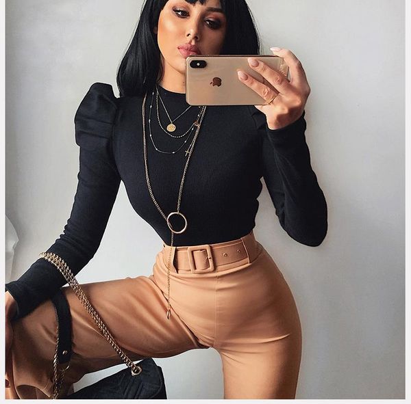 imcute puff sleeve bottoming shirts women bodysuit solid long rib knit one-piece leotard fall spring lady women's jumpsuits & rompe, Black;white
imcute puff sleeve bottoming shirts women bodysuit solid long rib knit one-piece leotard fall spring lady women's jumpsuits & rompe, Black;white
