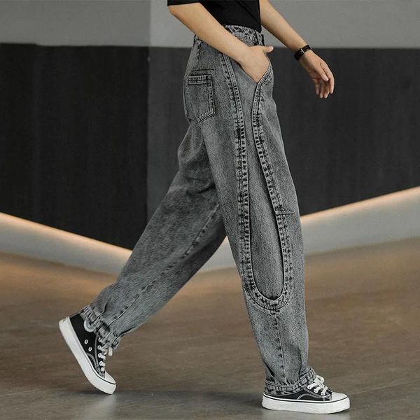 women's jeans female smoke gray high waist 2021 women straight loose slim spring harlan daddy carrot pants commute c, Blue 
women's jeans female smoke gray high waist 2021 women straight loose slim spring harlan daddy carrot pants commute c, Blue