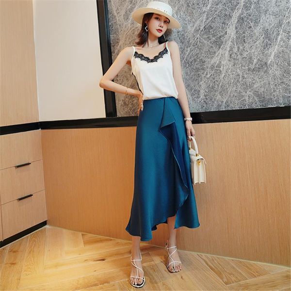 skirts summer elegant luxury satin skirt office lady casual high waist slim split women fashion asymmetrical ruffles, Black
skirts summer elegant luxury satin skirt office lady casual high waist slim split women fashion asymmetrical ruffles, Black
