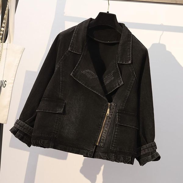 women's jackets plus size turn down collar zipper black bomber denim jacket 5xl women long raglan sleeve pockets short jeans coat chic, Black;brown
women's jackets plus size turn down collar zipper black bomber denim jacket 5xl women long raglan sleeve pockets short jeans coat chic, Black;brown