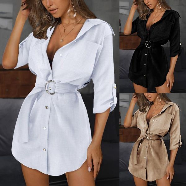 casual dresses spring summer fashion office ladies shirt dress solid v-neck single-breasted mid sleeve thin belt mini dess d301 nfjh, Black;gray
casual dresses spring summer fashion office ladies shirt dress solid v-neck single-breasted mid sleeve thin belt mini dess d301 nfjh, Black;gray