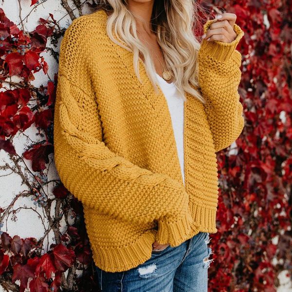 women's knits & tees knit cardigan women winter eu na twist solid color casual loose lady fashion student yellow grey green sweater coa, White
women's knits & tees knit cardigan women winter eu na twist solid color casual loose lady fashion student yellow grey green sweater coa, White