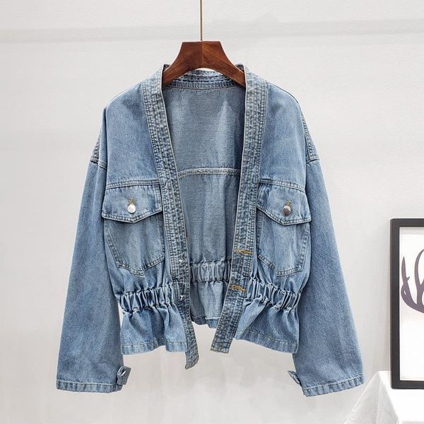 women's jackets autumn vintage elastic waist jeans jacket women outerwear loose bat sleeve v color short denim coat female chaqueta muj, Black;brown
women's jackets autumn vintage elastic waist jeans jacket women outerwear loose bat sleeve v color short denim coat female chaqueta muj, Black;brown