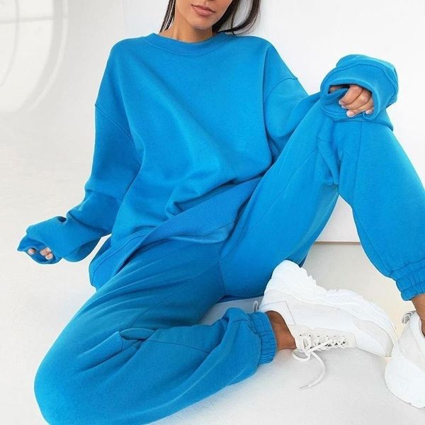 women's two piece pants 2021 sports suit solid color round neck plush autumn winter set sweat suits women matching sets, White
women's two piece pants 2021 sports suit solid color round neck plush autumn winter set sweat suits women matching sets, White