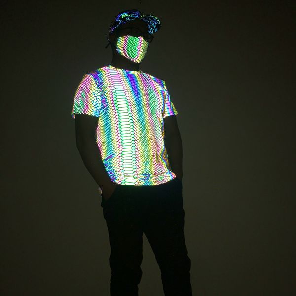 high light t-shirts rainbow pattern printing 3m reflective black trend casual crewneck short sleeve hi vis trendy dazzling men's t shir, White;black
high light t-shirts rainbow pattern printing 3m reflective black trend casual crewneck short sleeve hi vis trendy dazzling men's t shir, White;black