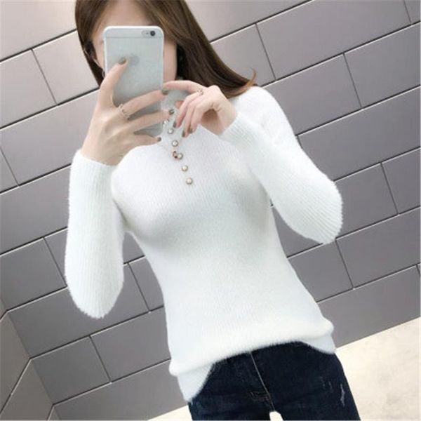 women's sweaters 2021 winter fashion thickened warm turtleneck mohair female sweater lantern sleeve casual solid color slim simple pull, White;black
women's sweaters 2021 winter fashion thickened warm turtleneck mohair female sweater lantern sleeve casual solid color slim simple pull, White;black