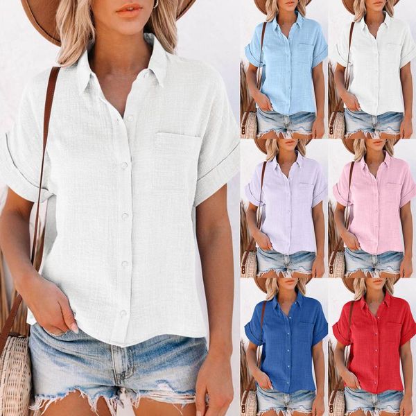 women's blouses & shirts summer fashion casual pocket solid blouse loose buttons v-neck tee female women short sleeve shirt blusas femi, White
women's blouses & shirts summer fashion casual pocket solid blouse loose buttons v-neck tee female women short sleeve shirt blusas femi, White