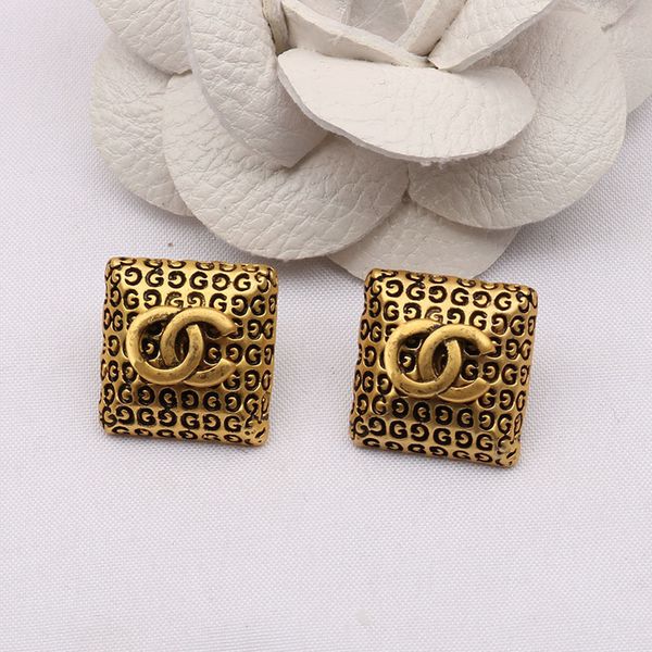 french made old square small fragrant style extremely simple temperament versatile letter earrings accessories black friday, Golden
french made old square small fragrant style extremely simple temperament versatile letter earrings accessories black friday, Golden