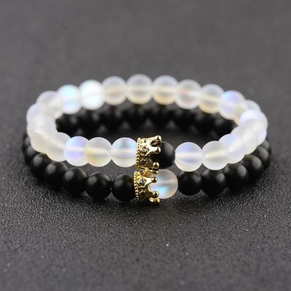 link, chain 2pcs elastic rope crown bracelet natural stone beads luxury trendy jewelry accessories women men black white bohemia
link, chain 2pcs elastic rope crown bracelet natural stone beads luxury trendy jewelry accessories women men black white bohemia