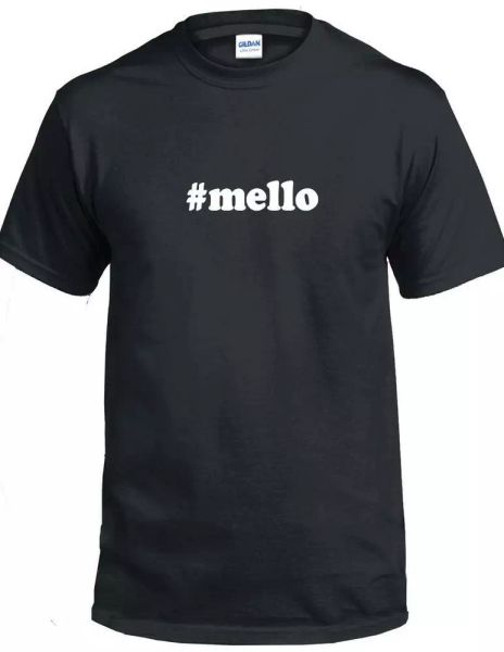 #mello t-shirt hashtag mello funny gift black white cotton tee shirt, White;black
#mello t-shirt hashtag mello funny gift black white cotton tee shirt, White;black