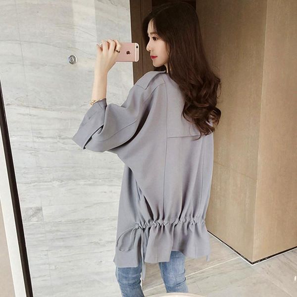 women's jackets spring autumn women windbreaker bat sleeve long windproof clothes female loose lacing ruffle hem ployester cotton jacke, Black;brown
women's jackets spring autumn women windbreaker bat sleeve long windproof clothes female loose lacing ruffle hem ployester cotton jacke, Black;brown