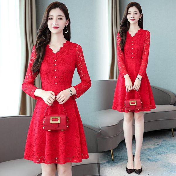 plus size 5xl lace dress women v-neck long sleeve pearl button hollow party ladies elegant casual short midi dresses, Black;gray
plus size 5xl lace dress women v-neck long sleeve pearl button hollow party ladies elegant casual short midi dresses, Black;gray