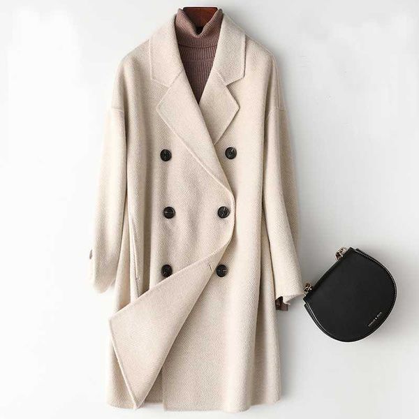 women woolen coat elegant turn down collar woolen coat drouble button design autumn warm coat casaco feminino 210930, Black
women woolen coat elegant turn down collar woolen coat drouble button design autumn warm coat casaco feminino 210930, Black