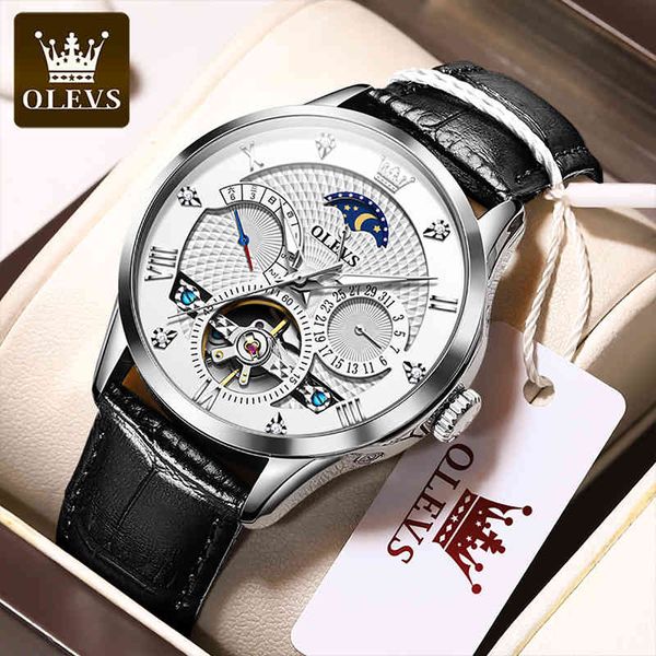 olevs new men's luxury white dial leather strap luminous multifunction watches waterproof tourbillon automatic mechanical, Slivery;brown
olevs new men's luxury white dial leather strap luminous multifunction watches waterproof tourbillon automatic mechanical, Slivery;brown