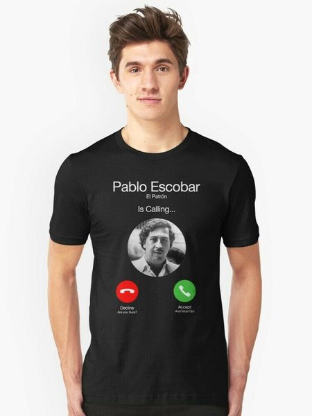 pablo escobar t-shirt el patron is calling size m-5xl, White;black 
pablo escobar t-shirt el patron is calling size m-5xl, White;black