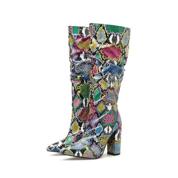 boots colorful snake skin women high heels thick mid-calf boot distressed pointed toe zip shoe pleated slouch 2021, Black
boots colorful snake skin women high heels thick mid-calf boot distressed pointed toe zip shoe pleated slouch 2021, Black