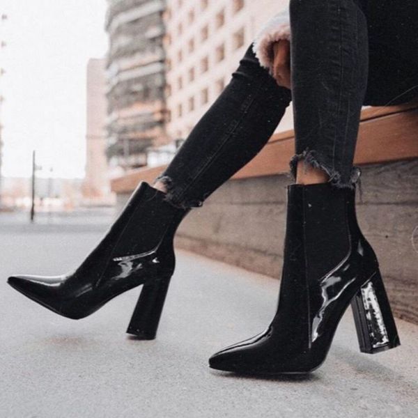 boots fashion versatile high heel large women's british style thick pointed short net red, Black
boots fashion versatile high heel large women's british style thick pointed short net red, Black