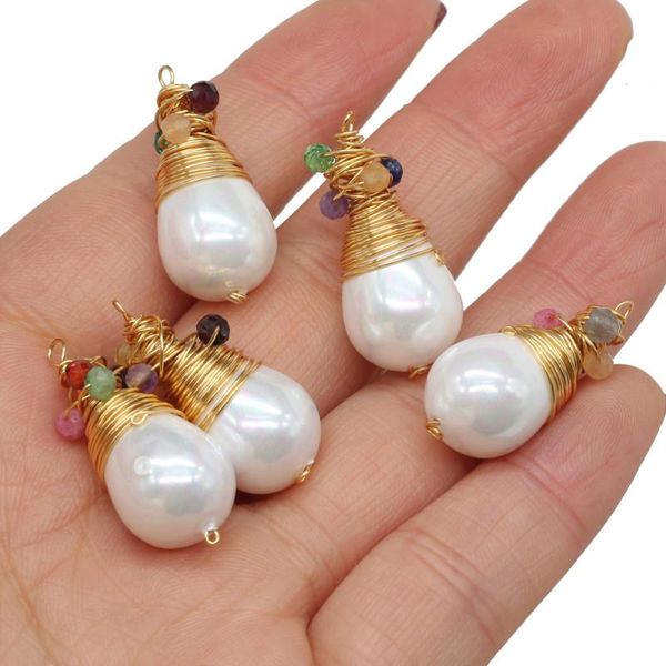 charms handmade natural stone shell beads wrapped with copper wire pendant 12x25mm for diy earrings jewelry making accessories, Bronze;silver
charms handmade natural stone shell beads wrapped with copper wire pendant 12x25mm for diy earrings jewelry making accessories, Bronze;silver