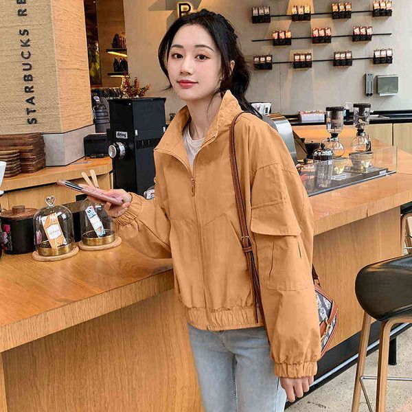 jacket female 2021 spring and autumn loose korean work clothes zipper sweater p120, Black;brown
jacket female 2021 spring and autumn loose korean work clothes zipper sweater p120, Black;brown