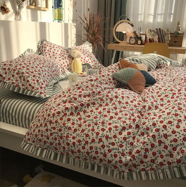 bedding sets trend red flower green stripes set girl,ruffled cotton twin full home textile bed sheet pillow case quilt cover
bedding sets trend red flower green stripes set girl,ruffled cotton twin full home textile bed sheet pillow case quilt cover