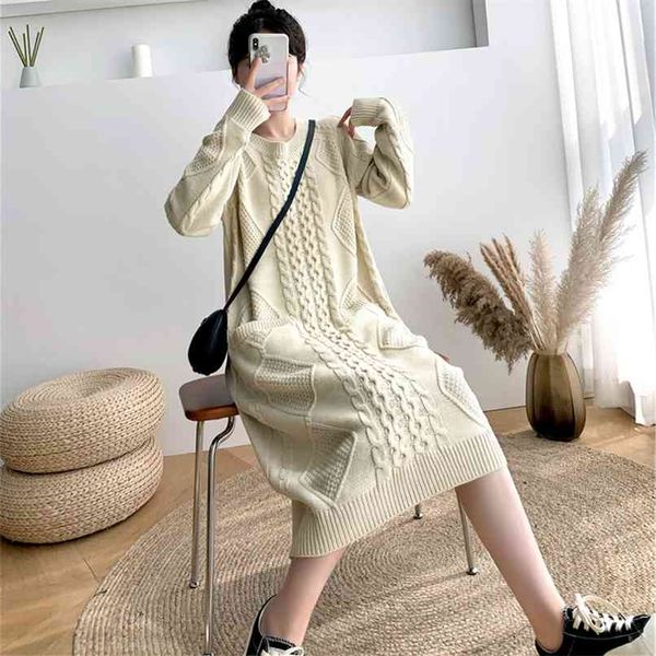 vintage loose o-neck long sweater dress women full sleeve warm pullover knitted female texture pocket winter 210601, Black;gray
vintage loose o-neck long sweater dress women full sleeve warm pullover knitted female texture pocket winter 210601, Black;gray