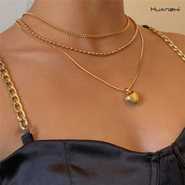 pendant necklaces huanzhi 2021 punk gold silver metal love heart beaded necklace 3pcs/set clavicle chain for women girls party jewelry
pendant necklaces huanzhi 2021 punk gold silver metal love heart beaded necklace 3pcs/set clavicle chain for women girls party jewelry