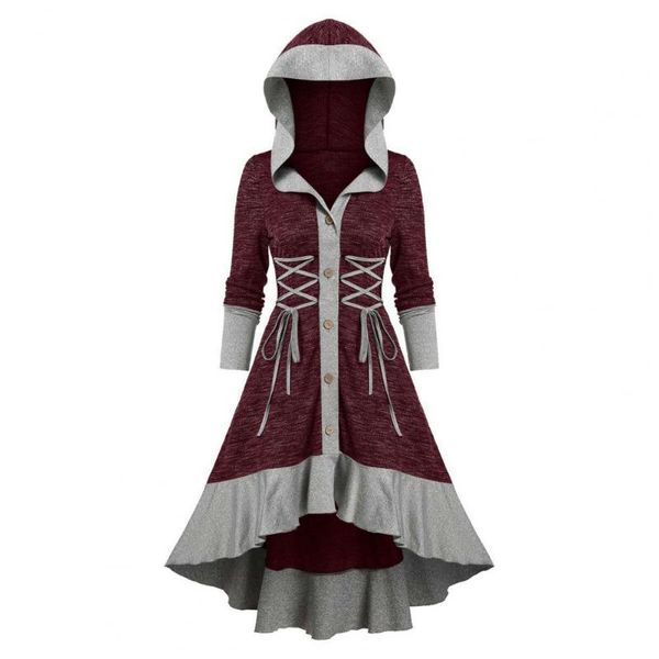 casual dresses long sleeve buttons closure party dress high low hem hooded corset bandage ruffles midi medieval costume, Black;gray
casual dresses long sleeve buttons closure party dress high low hem hooded corset bandage ruffles midi medieval costume, Black;gray