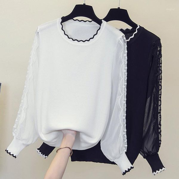 women's sweaters black white stitch plus large size oversize korean style fashion pullovers for ladies sweater 2021 clothes blouse, White;black
women's sweaters black white stitch plus large size oversize korean style fashion pullovers for ladies sweater 2021 clothes blouse, White;black