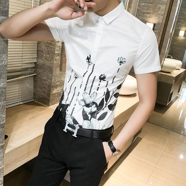 summer night wind shirt sleeves floral print spaper men microejection white short sleeved 1536dp50 men's casual shirts, White;black
summer night wind shirt sleeves floral print spaper men microejection white short sleeved 1536dp50 men's casual shirts, White;black
