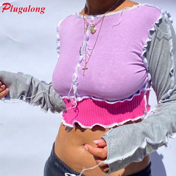 women's t-shirt plugalong patchwork t shirt long sleeve y2k aesthetic streetwear bodycon cropped shirts casual for autumn, White
women's t-shirt plugalong patchwork t shirt long sleeve y2k aesthetic streetwear bodycon cropped shirts casual for autumn, White