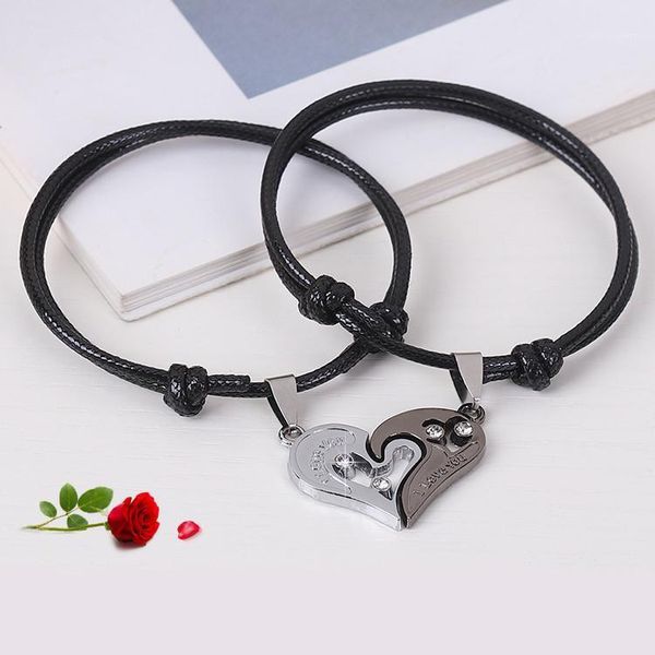 charm bracelets 2 pcs heart-shaped stitching bracelet handmade lucky love black rope chain couple set lovers jewelry girlfriend gifts1, Golden;silver
charm bracelets 2 pcs heart-shaped stitching bracelet handmade lucky love black rope chain couple set lovers jewelry girlfriend gifts1, Golden;silver