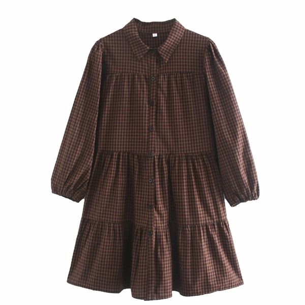 women ruffled hem plaid mini dress female nine quarter sleeve clothes casual lady loose vestido d6758 210430, Black;gray
women ruffled hem plaid mini dress female nine quarter sleeve clothes casual lady loose vestido d6758 210430, Black;gray