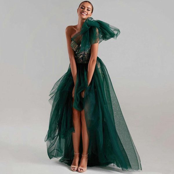 party dresses one shoulder elegant tulle evening a line appliques beaded prom gowns women formal dress, White;black
party dresses one shoulder elegant tulle evening a line appliques beaded prom gowns women formal dress, White;black