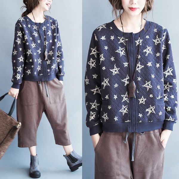 women's jackets autumn full stars printing short coats for women double pockets chic casual loose single-breasted female cotton blue, Black;brown
women's jackets autumn full stars printing short coats for women double pockets chic casual loose single-breasted female cotton blue, Black;brown