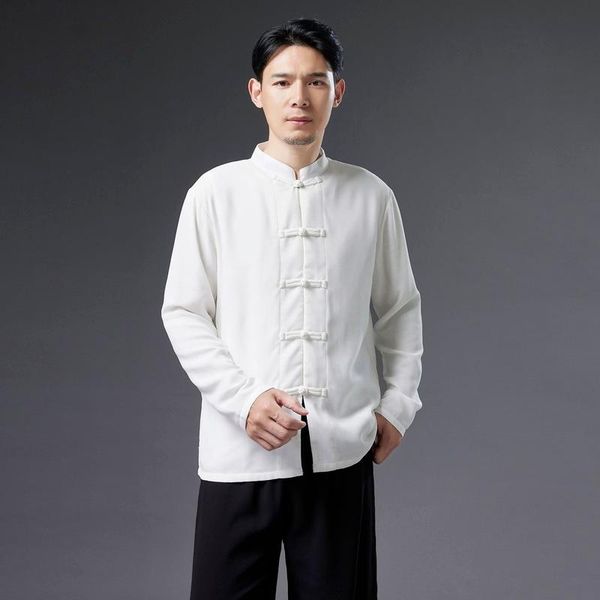 men's casual shirts men clothing 2021 autumn chiffon shirt chinese style solid color men's disc button tang suit stand collar long, White;black
men's casual shirts men clothing 2021 autumn chiffon shirt chinese style solid color men's disc button tang suit stand collar long, White;black