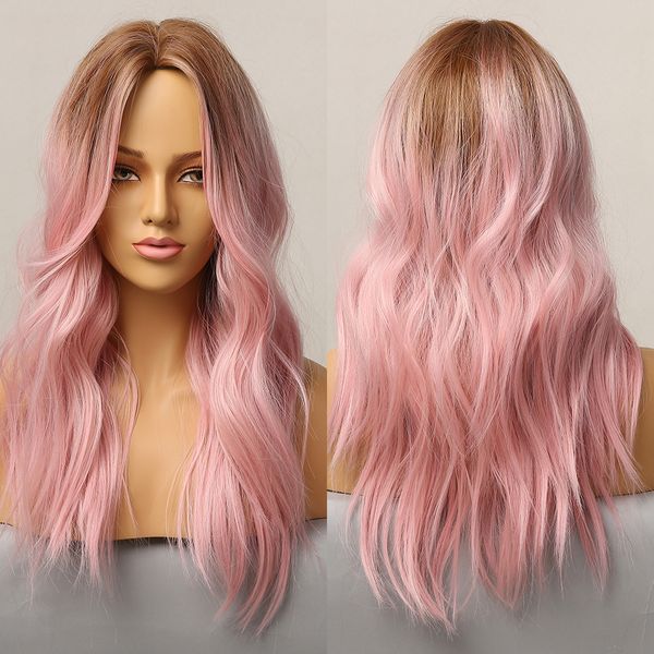 medium long ombre brown light pink wavy synthetic wigs for women cosplay daily party hair colorful wigs heat resistant fiber, Black
medium long ombre brown light pink wavy synthetic wigs for women cosplay daily party hair colorful wigs heat resistant fiber, Black
