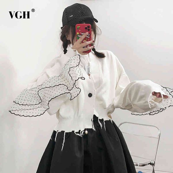 vgh korean white patchwork dot print ruffle coat for women v neck long sleeve casual loose coats female spring fashion tide 210421, Black;brown
vgh korean white patchwork dot print ruffle coat for women v neck long sleeve casual loose coats female spring fashion tide 210421, Black;brown