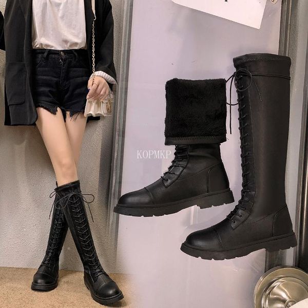 boots 2022 autumn winter fashtion platfrom pu leather womens casual round head cross lace-up zipper knee-high, Black
boots 2022 autumn winter fashtion platfrom pu leather womens casual round head cross lace-up zipper knee-high, Black