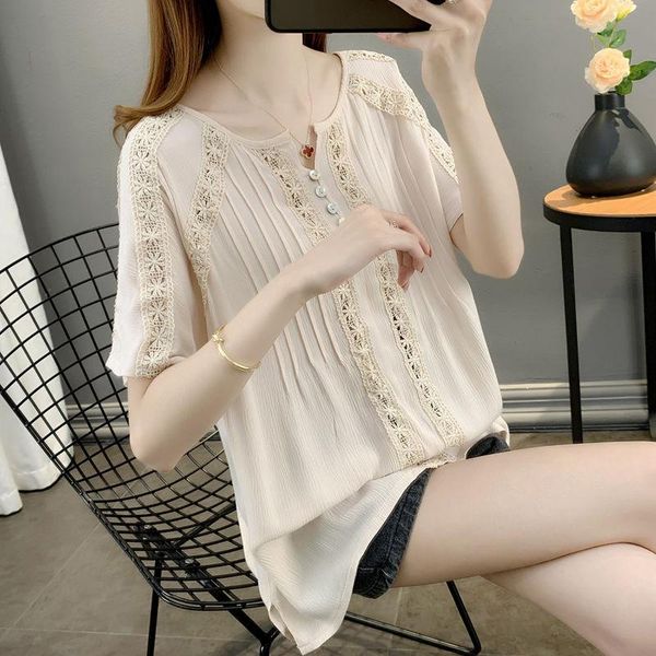 women's blouses & shirts hollow short-sleeved thin chiffon shirt summer 2021 style european and american loose western blouse, White
women's blouses & shirts hollow short-sleeved thin chiffon shirt summer 2021 style european and american loose western blouse, White
