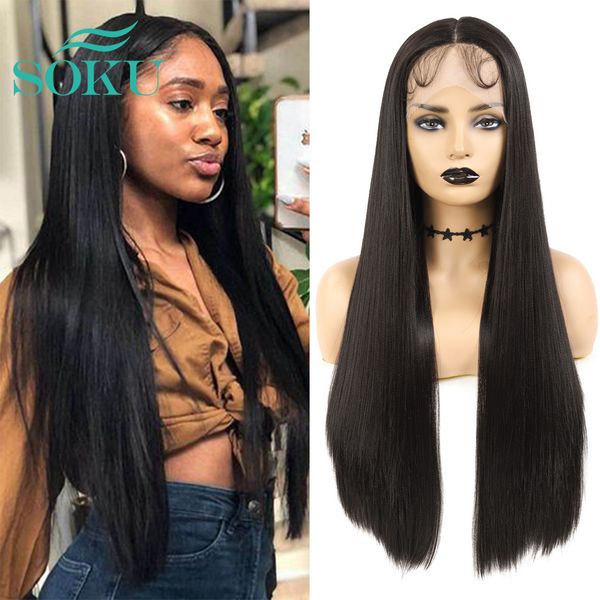 long straight synthetic lace front wig with baby hair soku dark brown color middle part for black women transparent lace wig
long straight synthetic lace front wig with baby hair soku dark brown color middle part for black women transparent lace wig