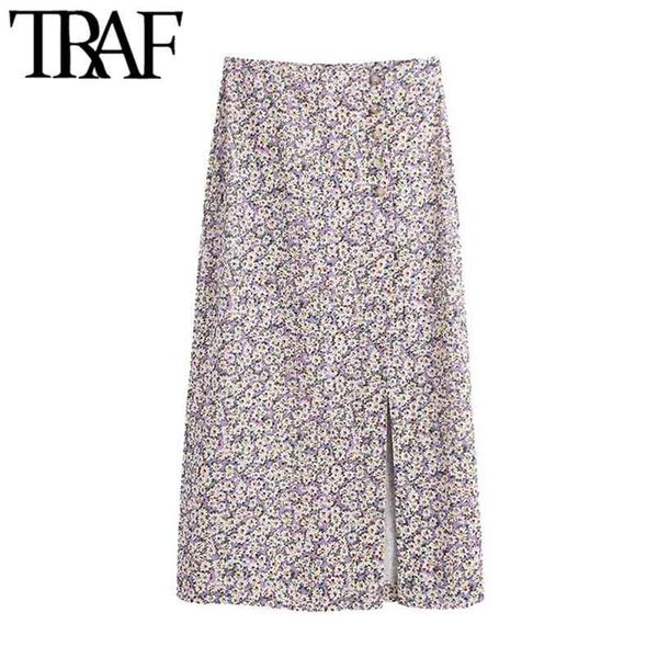 women chic fashion with buttons floral print midi skirt vintage high waist vents hem female skirts mujer 210507, Black
women chic fashion with buttons floral print midi skirt vintage high waist vents hem female skirts mujer 210507, Black