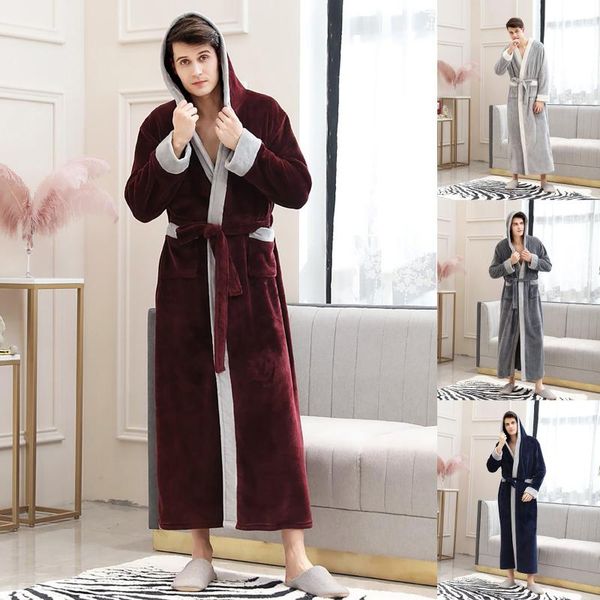 men's sleepwear plus size 5xl flannel men bathrobe autumn winter lengthened lace-up robe hooded nightwear loose casual home clothes #4, Black;brown
men's sleepwear plus size 5xl flannel men bathrobe autumn winter lengthened lace-up robe hooded nightwear loose casual home clothes #4, Black;brown