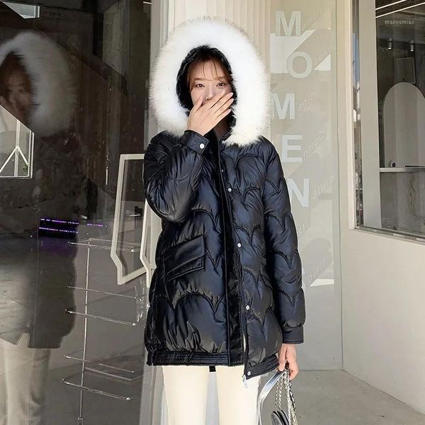 women's down & parkas 2021 winter jacket women coats glossy fur collar hooded overcoat thick warm female long cotton padded, Black
women's down & parkas 2021 winter jacket women coats glossy fur collar hooded overcoat thick warm female long cotton padded, Black