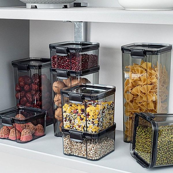 storage bottles & jars clear sealed box kitchen grain plastic container stackable square nut snack tank organizer with locks
storage bottles & jars clear sealed box kitchen grain plastic container stackable square nut snack tank organizer with locks