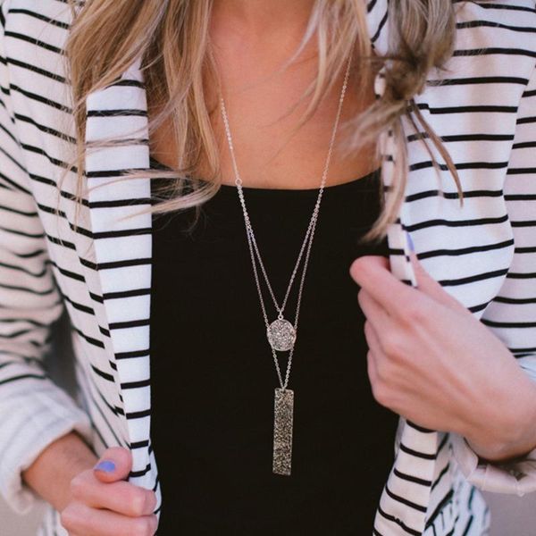 pendant necklaces w416 limeng jewelry european and american fashion multilayer metal necklace personality geometric female, Silver
pendant necklaces w416 limeng jewelry european and american fashion multilayer metal necklace personality geometric female, Silver