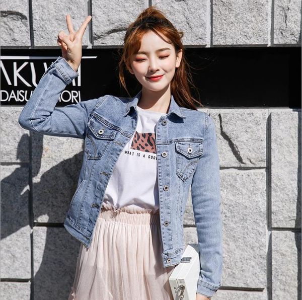 female student denim jacket spring and autumn wild thin stretch single-breasted retro blue long-sleeved short women's jackets, Black;brown
female student denim jacket spring and autumn wild thin stretch single-breasted retro blue long-sleeved short women's jackets, Black;brown