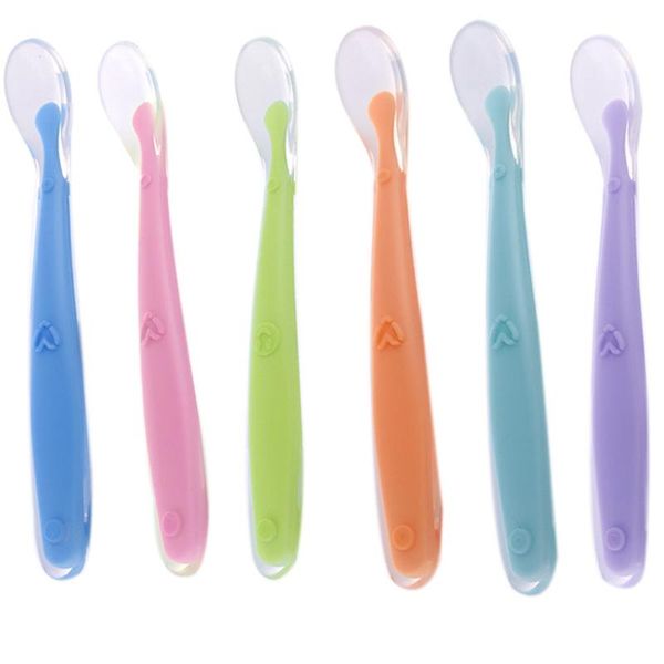 spoons baby soft silicone spoon candy color temperature sensing children tableware training infant feeding tools
spoons baby soft silicone spoon candy color temperature sensing children tableware training infant feeding tools